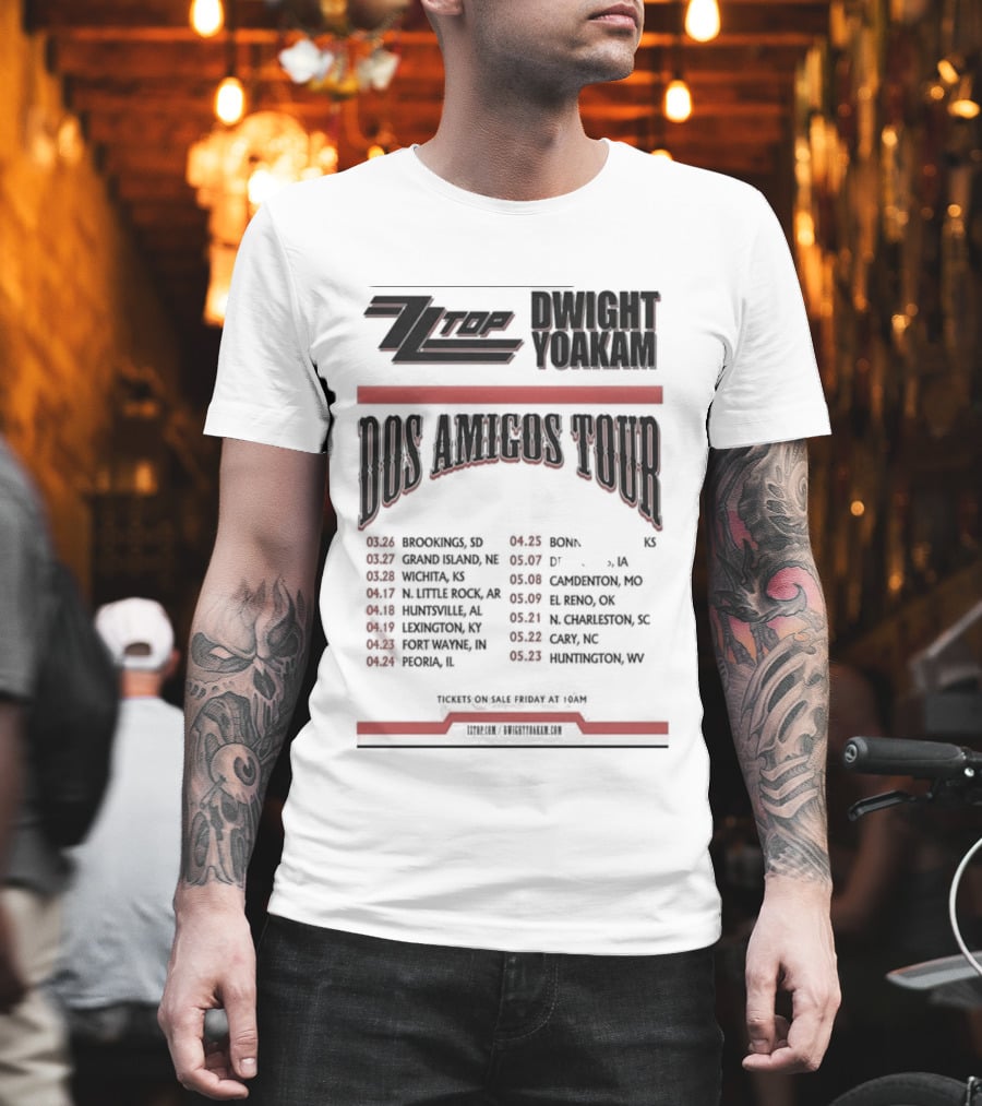 ZZ Top Dwight Yoakam Dos Amigos Tour 2026 Dates And Locations T-Shirt