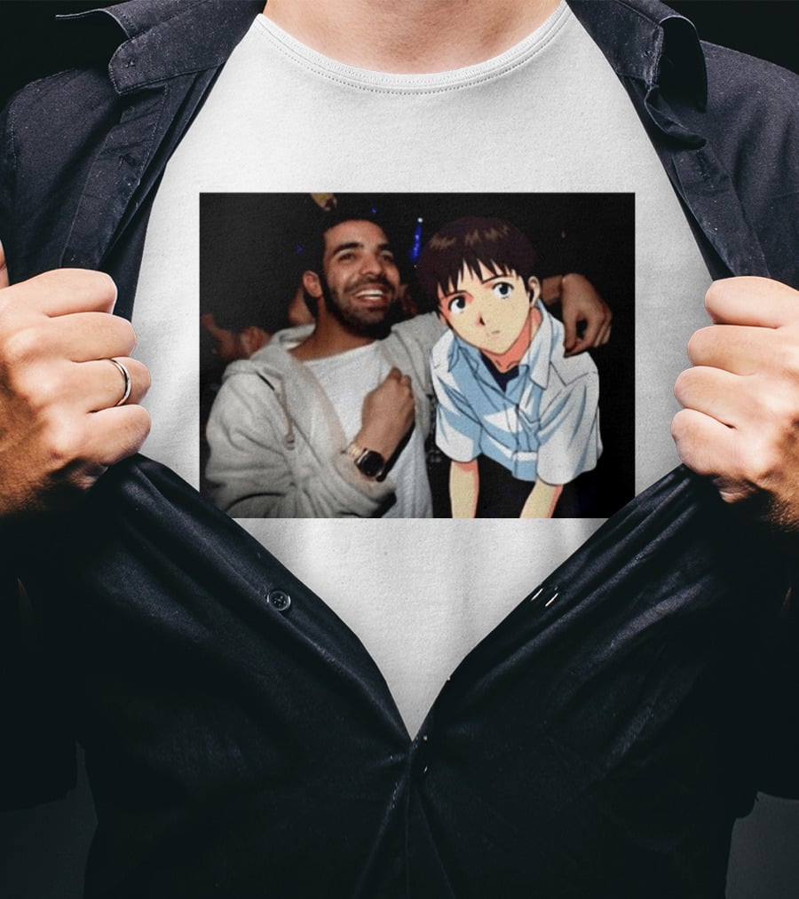Drake With Shinji Ikari From Evangelion Anime T-Shirt