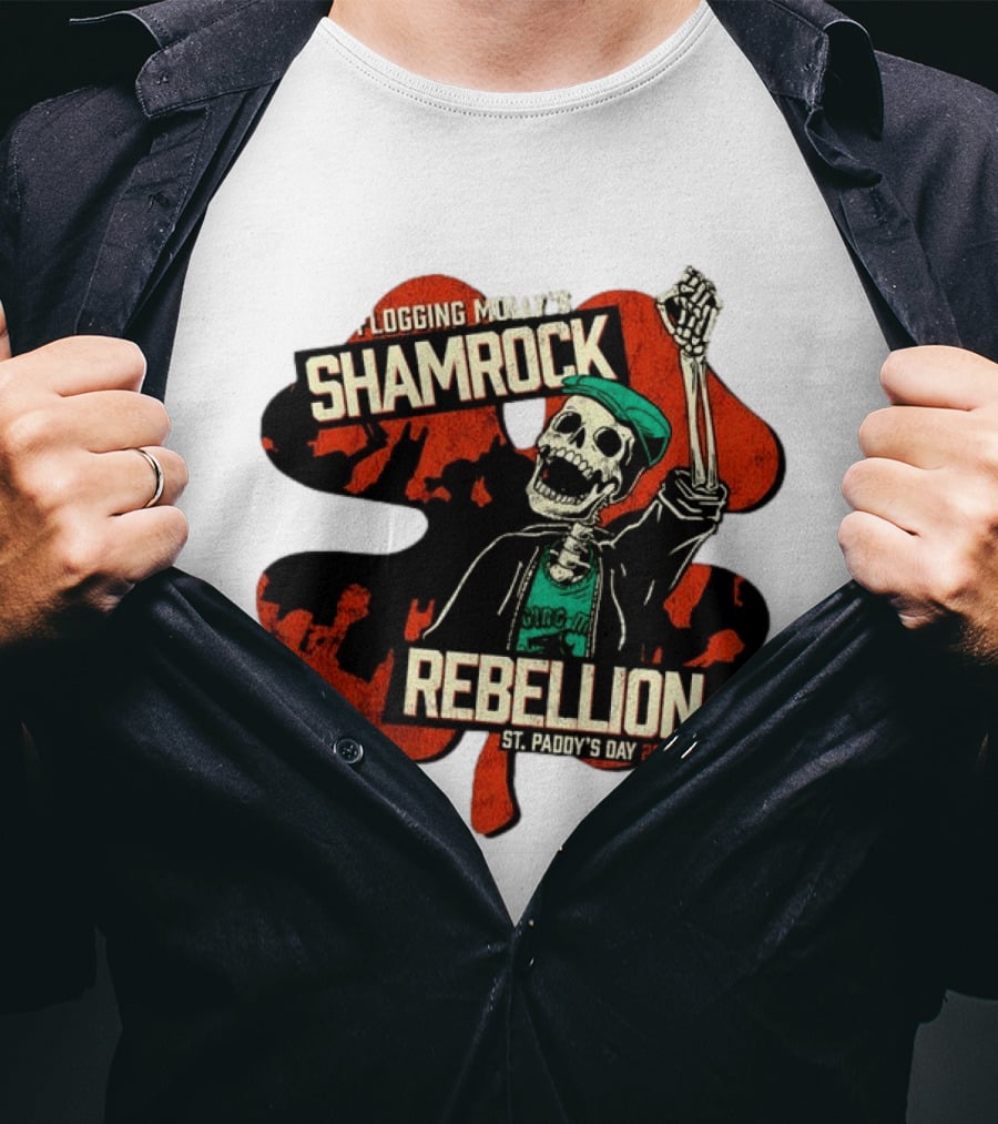Flogging Molly Shamrock Rebellion St. Paddy's Day 2024 Skeleton T-Shirt