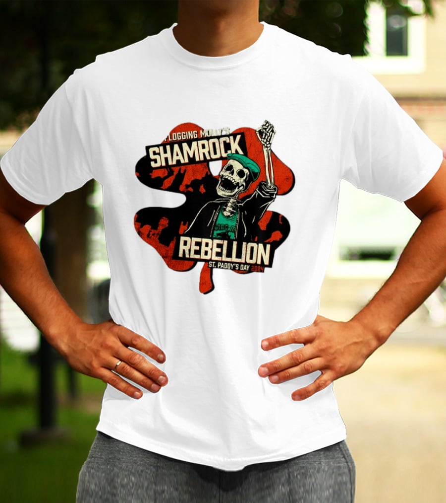 Flogging Molly Shamrock Rebellion St. Paddy's Day 2024 Skeleton T-Shirt