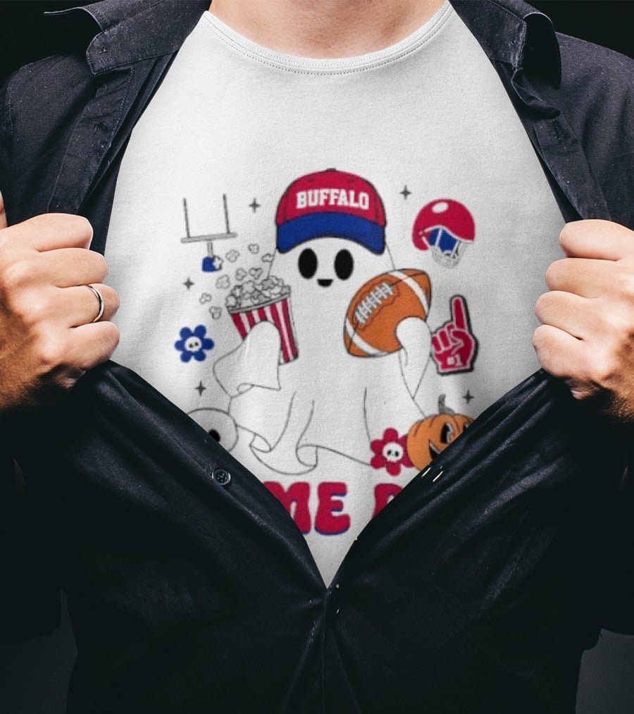 Buffalo Game Day Ghost Halloween Football Fun T-Shirt