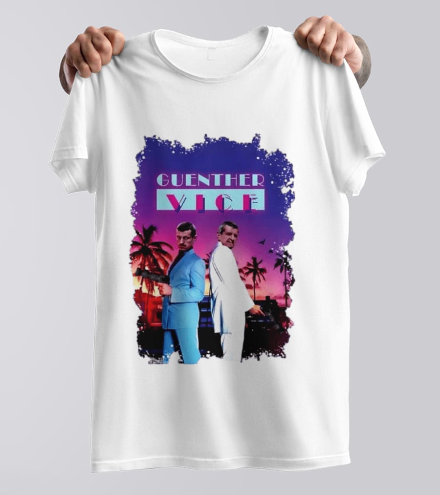 Guenther Vice 80s Retro Miami Style Palm Trees Sunset T-Shirt