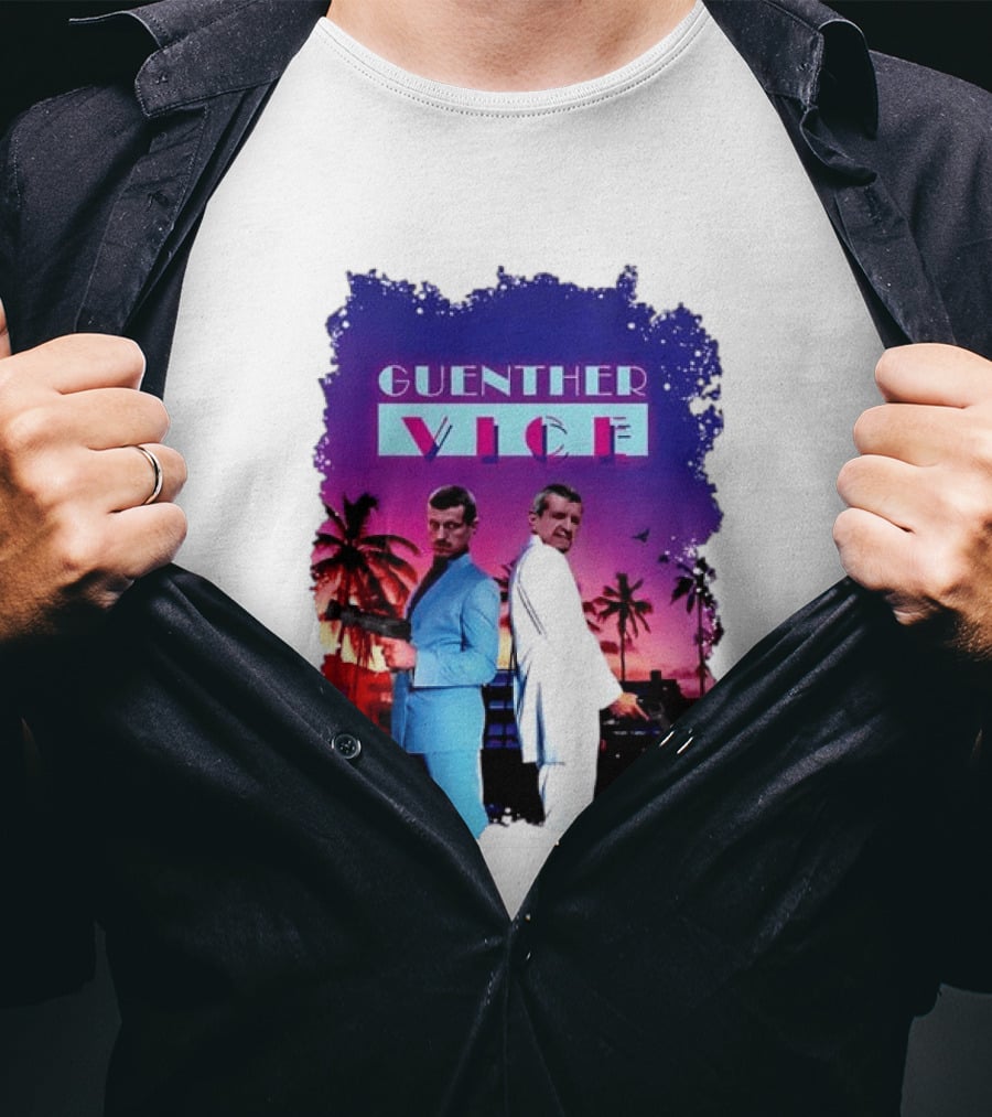 Guenther Vice 80s Retro Miami Style Palm Trees Sunset T-Shirt