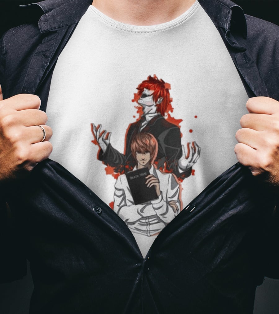 Light Yagami Raito And Ryuk Holding Death Note Anime T-Shirt