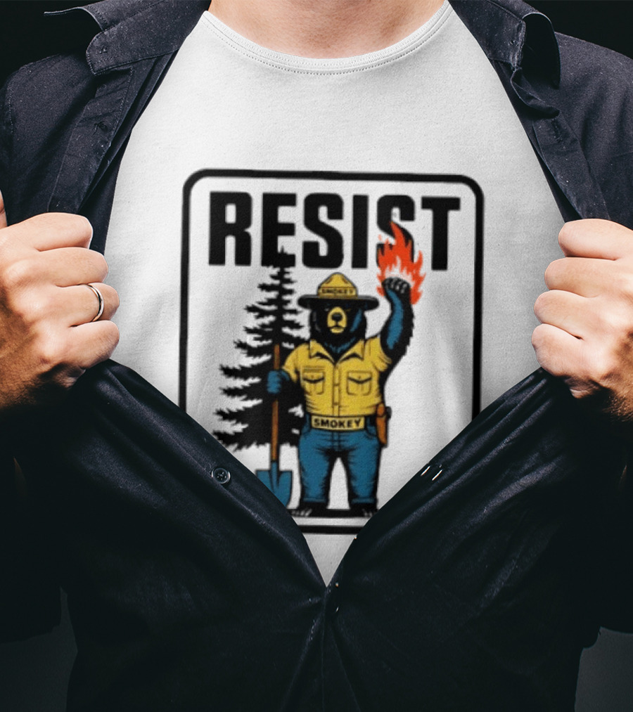 Resist Smokey Fire Prevention Bear California Forest T-Shirt