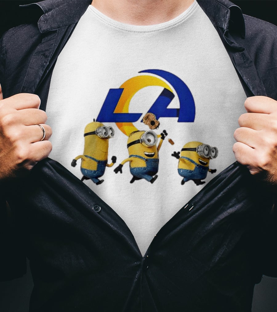 Minions LA Rams Football Team Crossover Fun T-Shirt