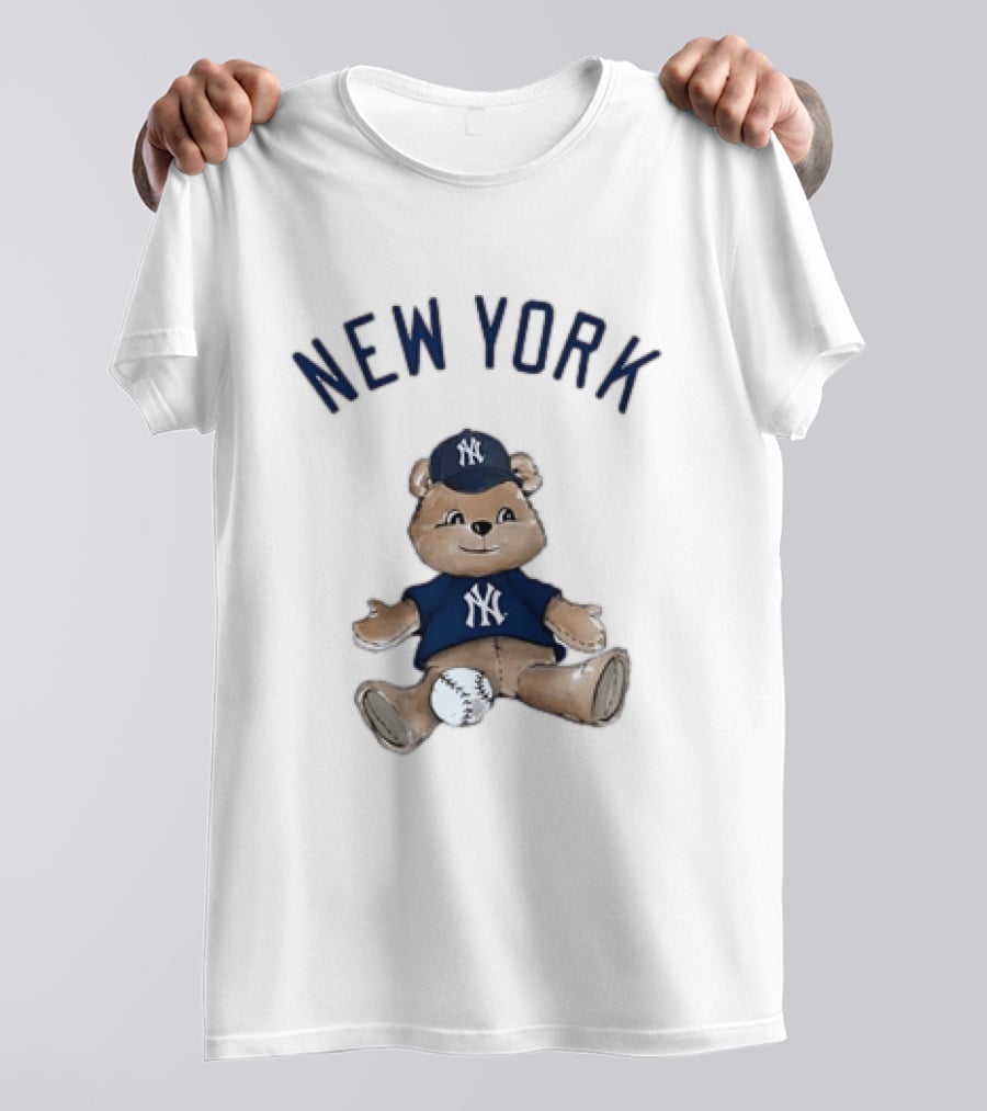 New York Yankees Teddy Bear With Baseball Cap And Baseball Youth T-Shirt
