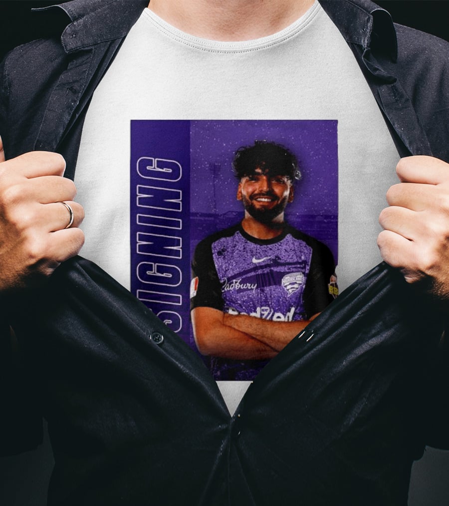 Nikhil Chaudhary Signing Hobart Hurricanes Cadbury BBL T-Shirt