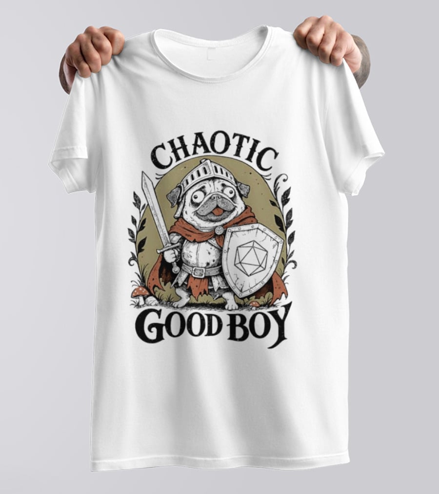 Chaotic Good Boy Pug Knight Adventure Dungeons And Dragons T-Shirt