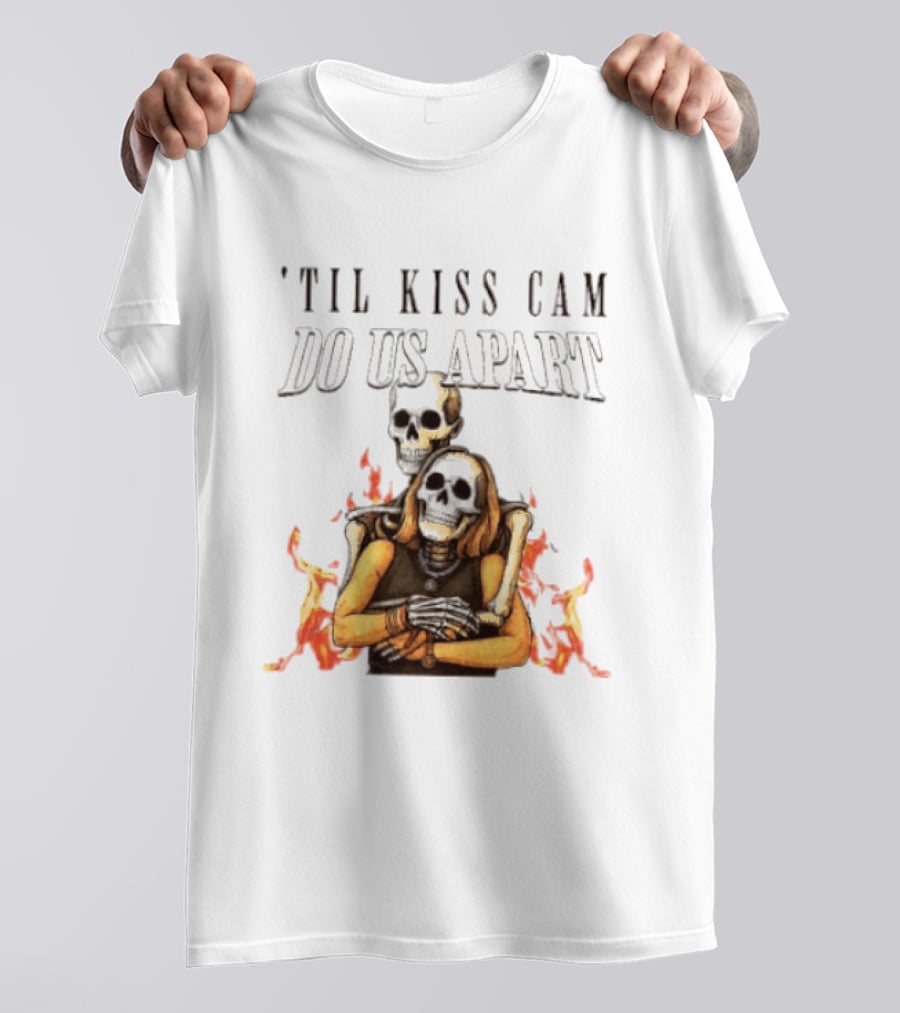 Til Kiss Cam Do Us Part Skeleton Halloween Flames T-Shirt