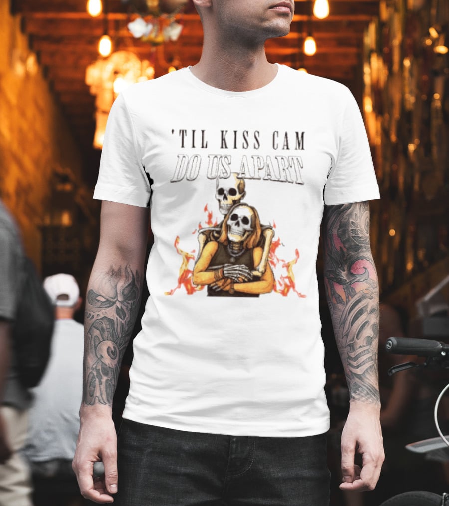 Til Kiss Cam Do Us Part Skeleton Halloween Flames T-Shirt