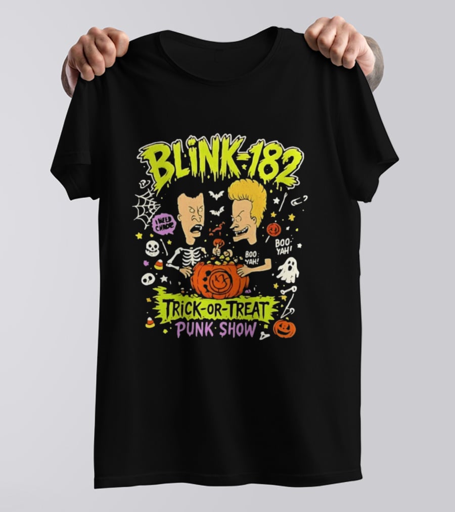 Blink 182 Beavis And Butt Head Halloween Trick Or Treat Punk Show T-Shirt