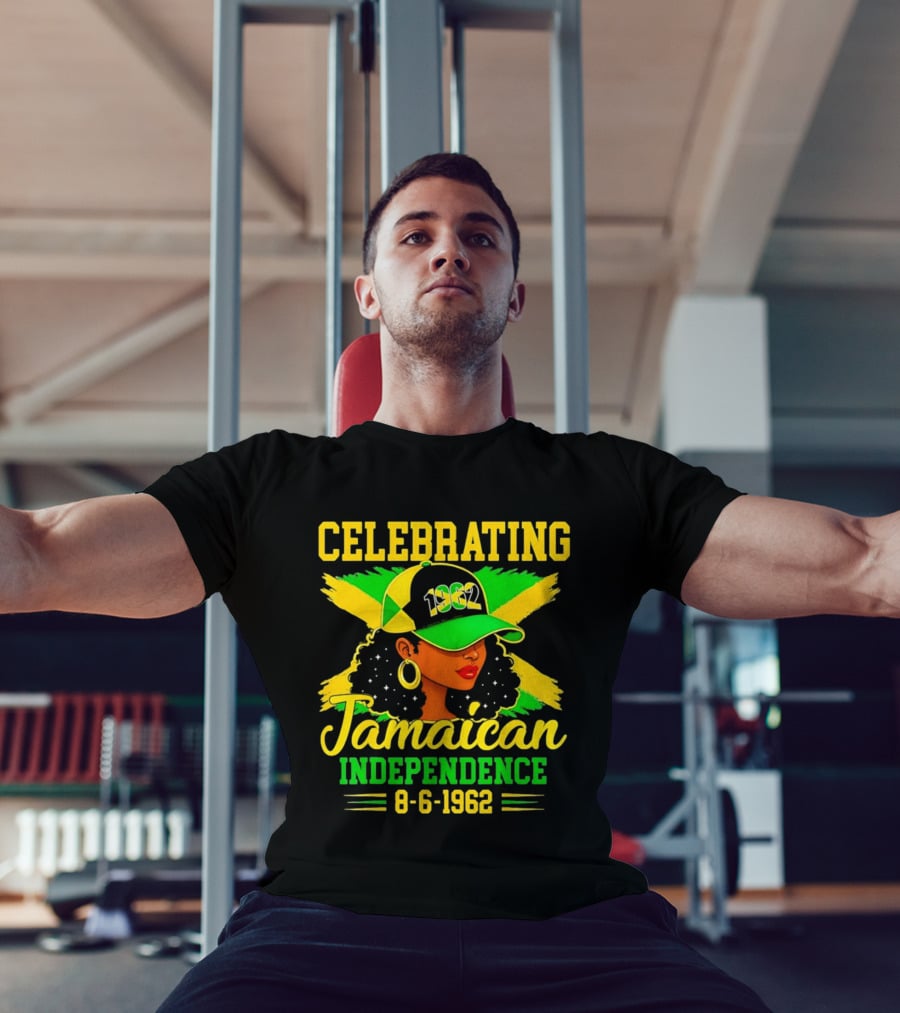 Celebrating Jamaican Independence 1962 Hat Woman And Flag 8 6 1962 T-Shirt