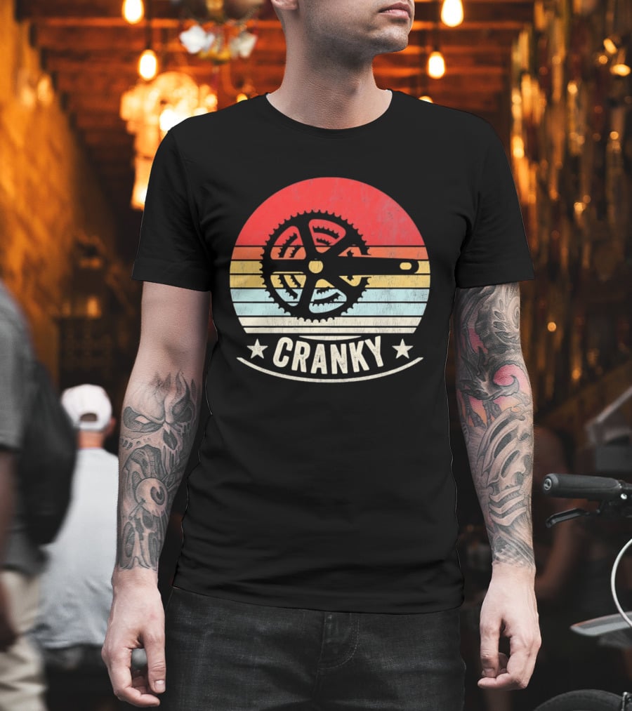 Cranky Sunset Bike Crank Retro Vintage Cycling T-Shirt