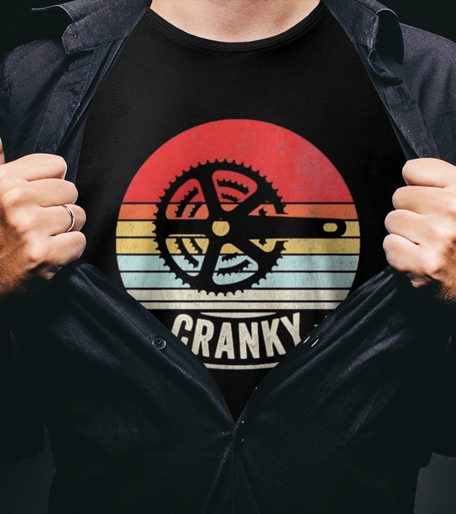 Cranky Sunset Bike Crank Retro Vintage Cycling T-Shirt