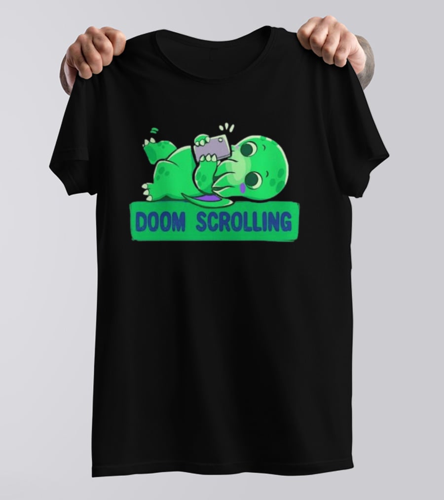 Doom Scrolling Cthulhu Lovecraft Monster With Smartphone T-Shirt