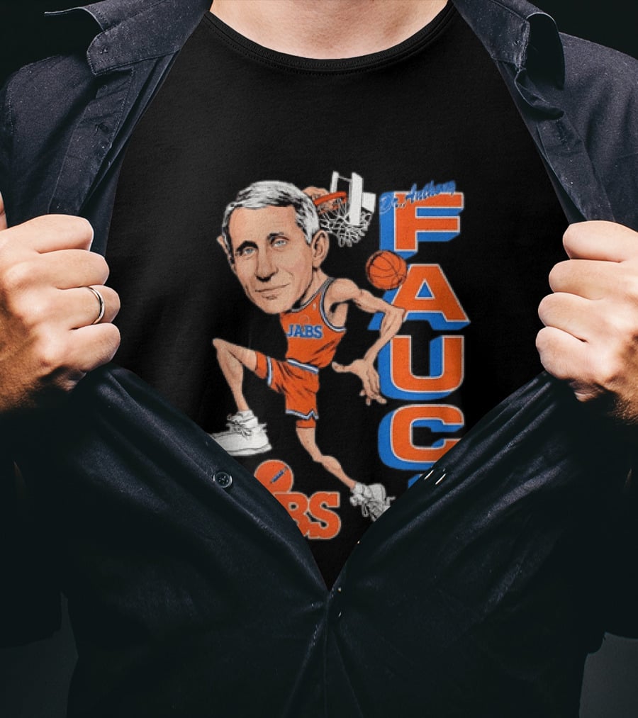 Dr Anthony Fauci Jabs Basketball Slam Dunk Caricature T-Shirt
