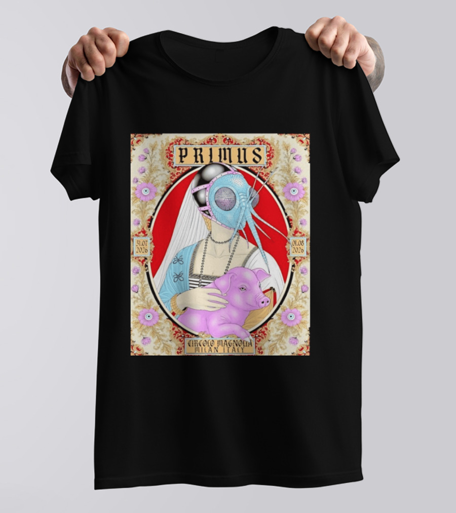 Primus Circolo Magnolia Milan Italy July August 2026 Concert Floral T-Shirt