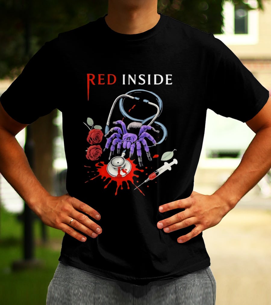 Red Inside Purple Tarantula Stethoscope Syringe Roses T-Shirt