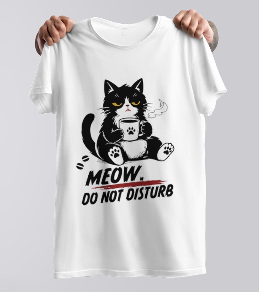 Meow Do Not Disturb Grumpy Cat Coffee Paw Stamp Vapor T-Shirt