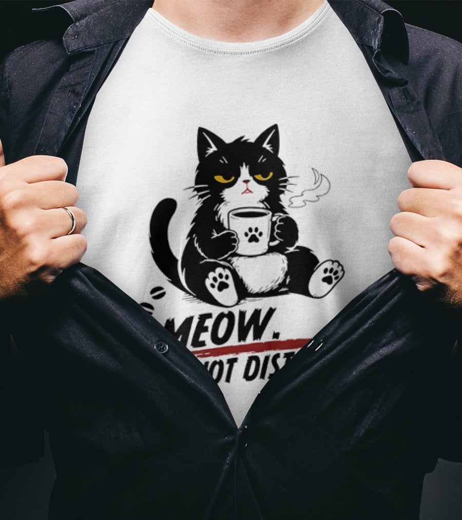Meow Do Not Disturb Grumpy Cat Coffee Paw Stamp Vapor T-Shirt
