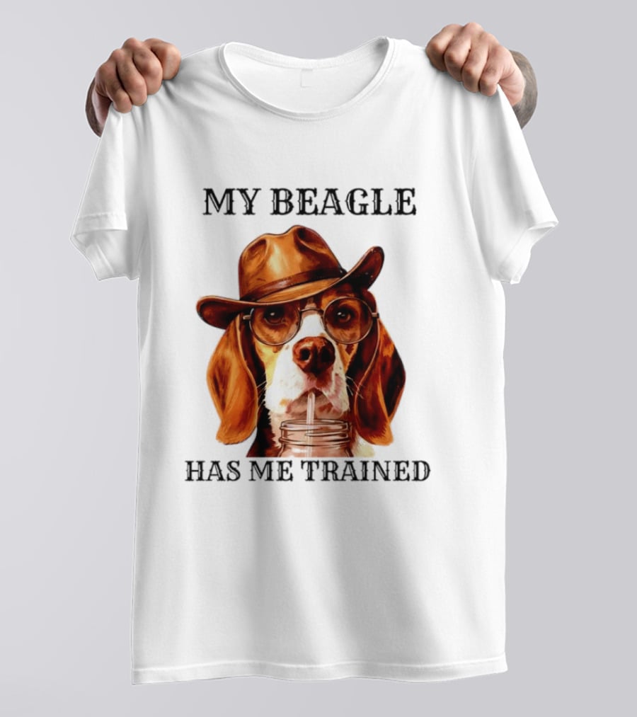 My Beagle Has Me Trained Cowboy Beagle With Hat And Glasses T-Shirt