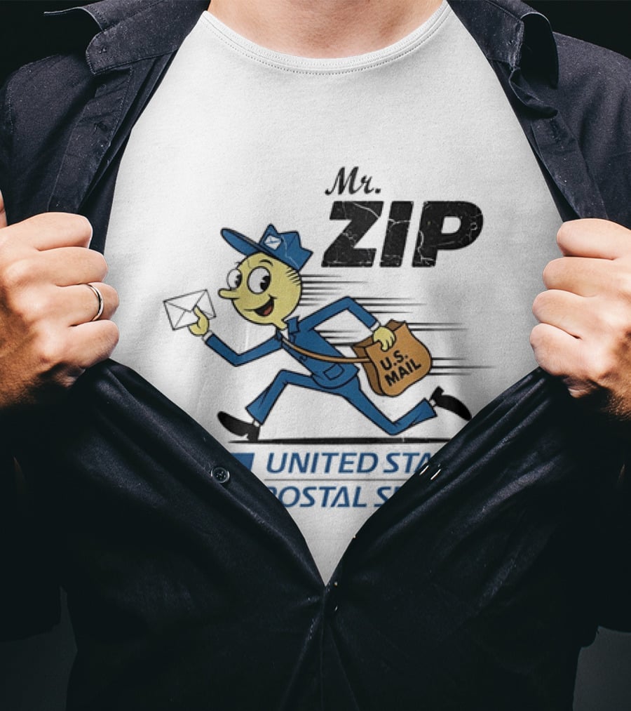 Mr ZIP USPS Retro Distressed U.S. Mail Carrier T-Shirt