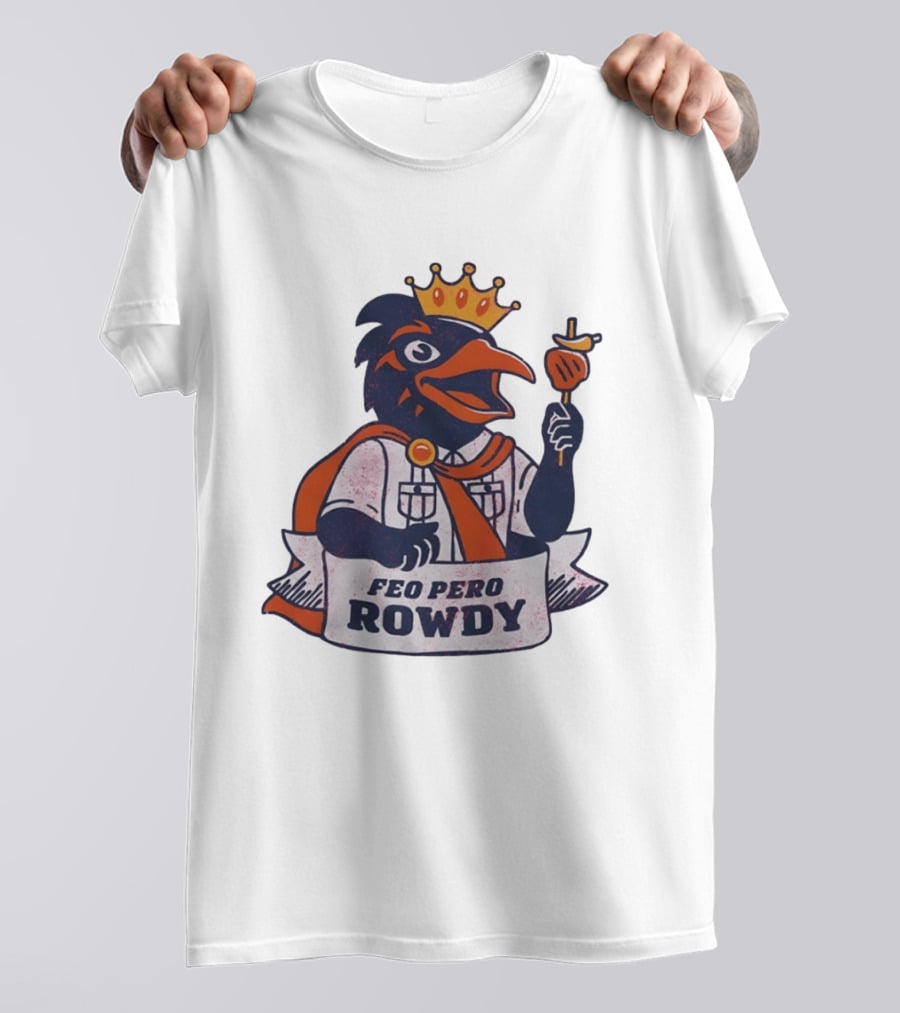 Feo Pero Rowdy Distressed Crow King Feopero With Skewer And Crown T-Shirt