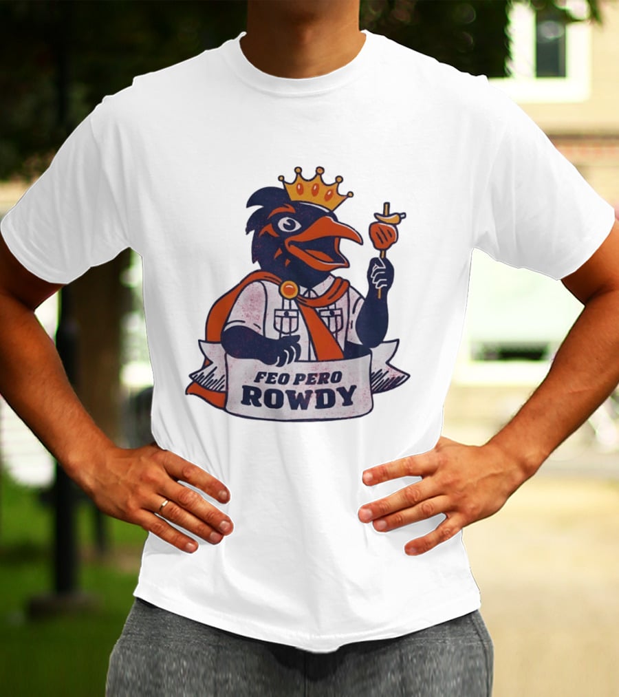 Feo Pero Rowdy Distressed Crow King Feopero With Skewer And Crown T-Shirt