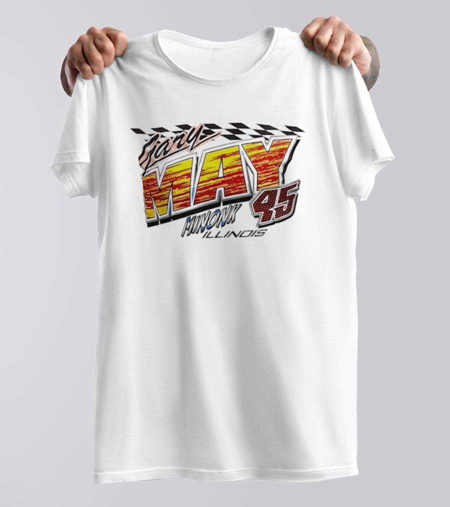 Gary May 45 Minonk Illinois Racing Motorsports Checkerboard T-Shirt