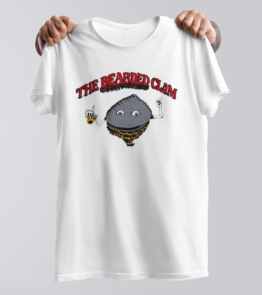 The Bearded Clam Cartoon Drinking Beer T-Shirt
