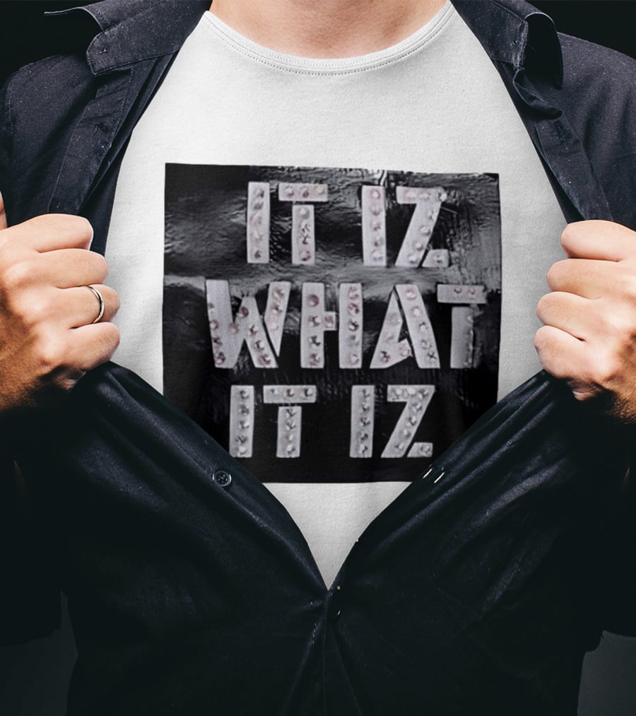It Iz What It Iz Rhinestone Sparkly Slang Black T-Shirt
