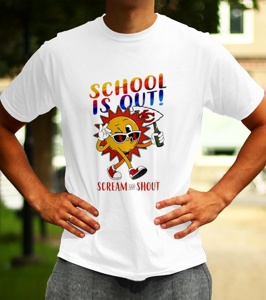 Kansas City Chiefs Sun Character School Is Out Scream And Shout T-Shirt