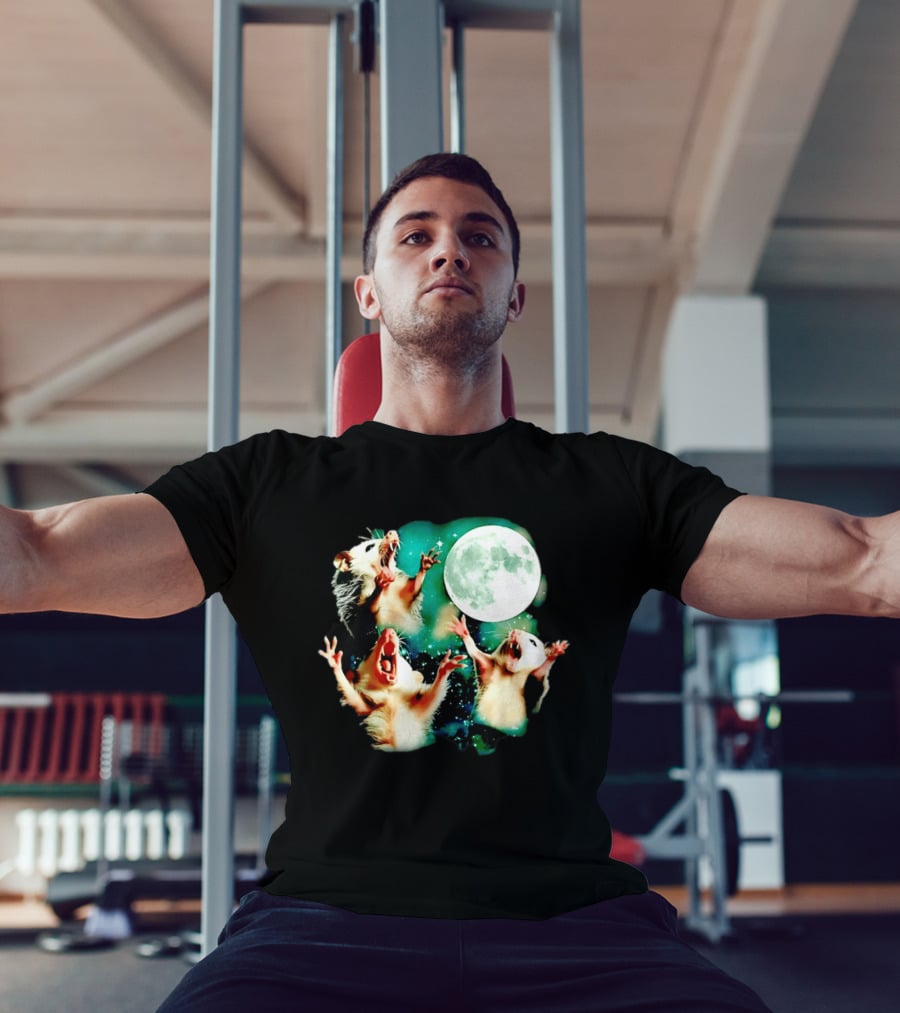 Screaming Opossums Howling At The Moon Opossum Moonlight Night Sky T-Shirt