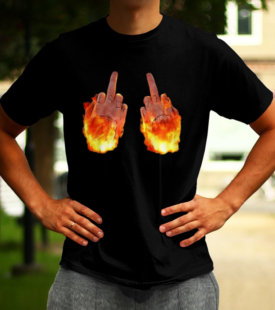 Sid The 3Rd Middle Fingers Flaming Gesture T-Shirt