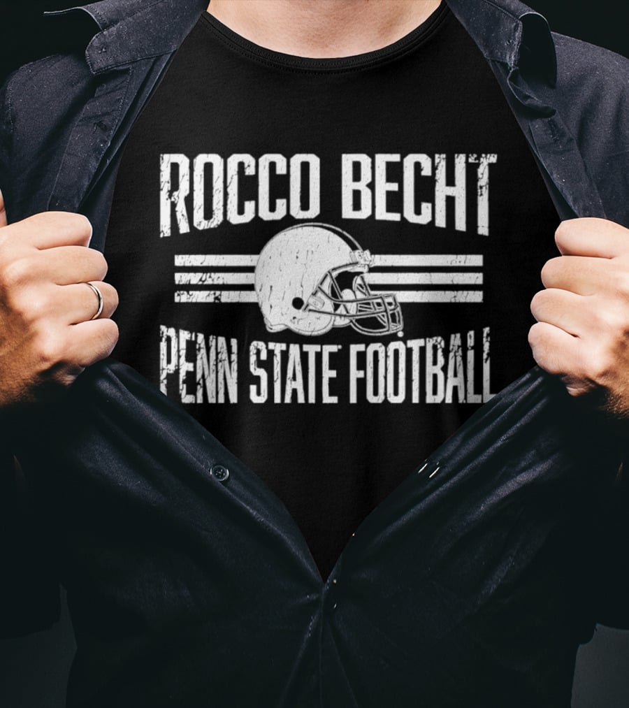 Rocco Becht Penn State Football Distressed Helmet T-Shirt