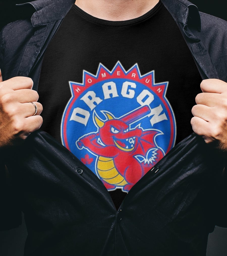 Homerun Dragon Toronto Blue Jays Batter With Red Bat And Maple Leaf T-Shirt