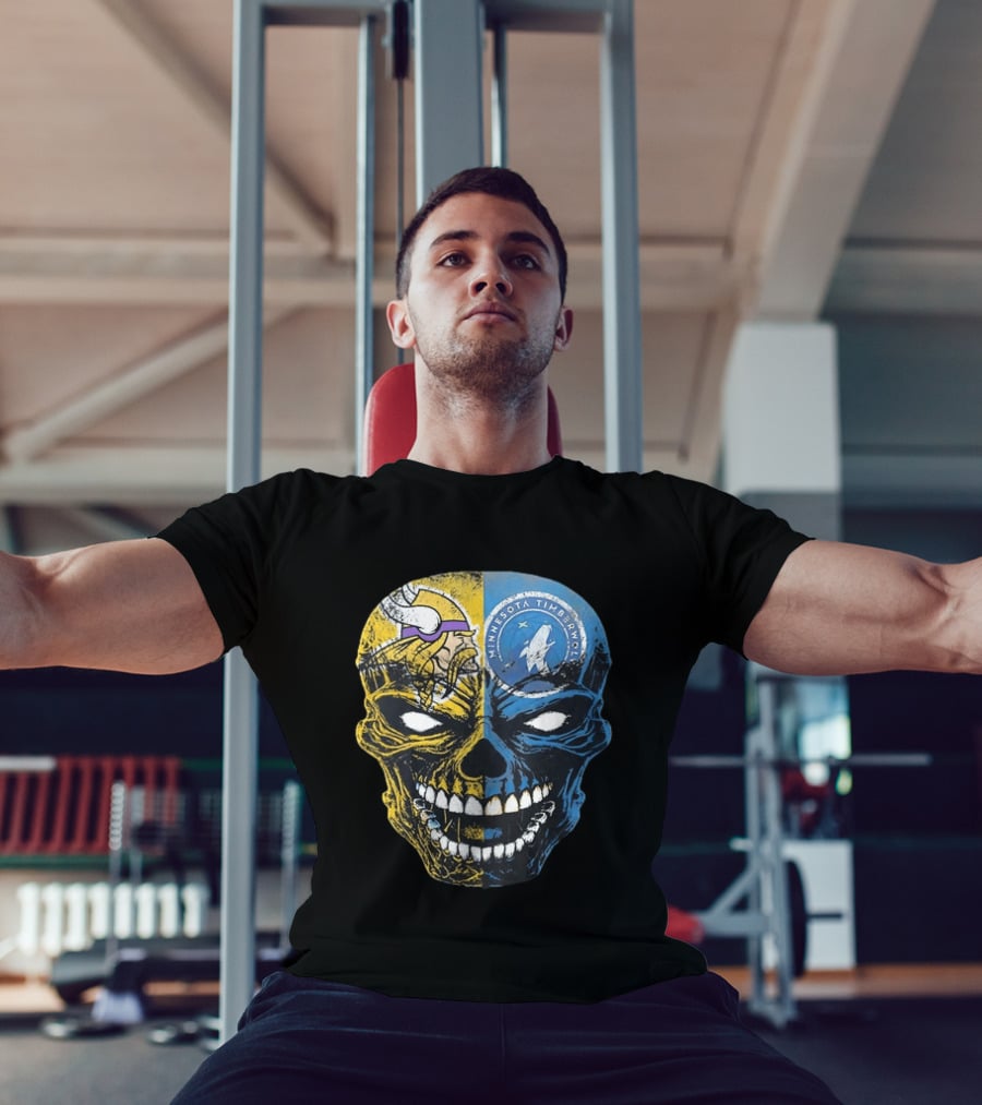 Minnesota Vikings Timberwolves Skull Mashup T-Shirt
