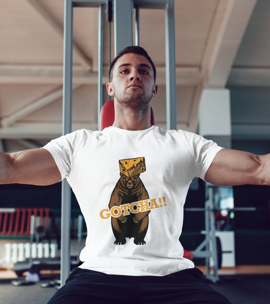 Bear Cheese Head Gotcha Green Bay Packers Fan T-Shirt