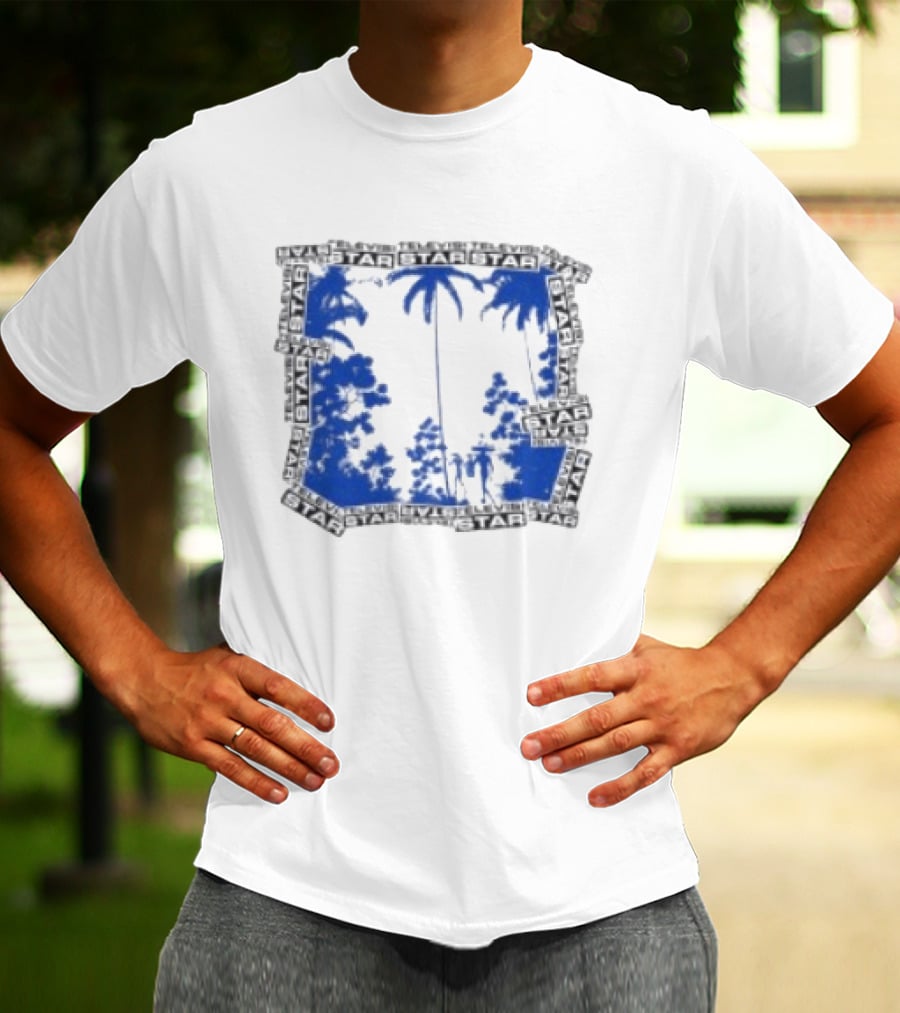 Televisi Star Catalog Store Paradise Blue White Palms T-Shirt