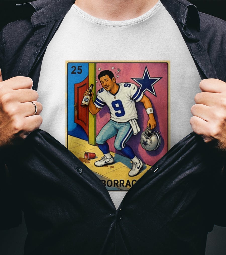 Tony Romo Dallas Cowboys El Borracho Loteria Card 25 T-Shirt