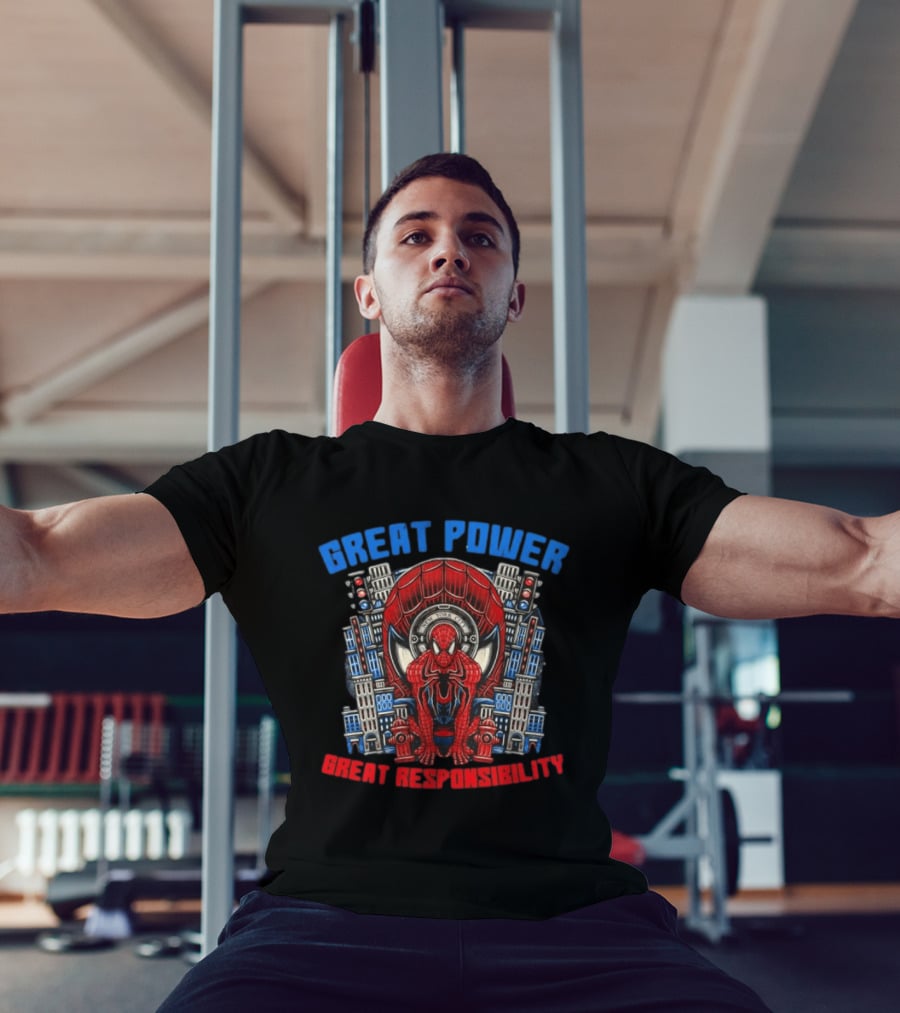 Spider Man Great Power Great Responsibility New York City Marvel T-Shirt