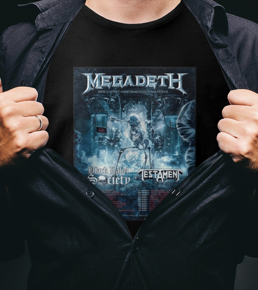 Megadeth Breakout Hibernation Nations Tour Black Label Society Testament T-Shirt
