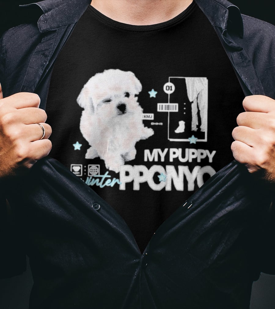 Winter Aespa My Puppy Pponyo KMJ Cute Dog T-Shirt