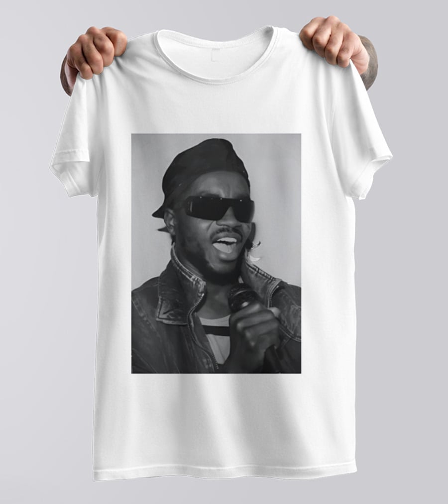 Ata Kak Iconic Ghanaian Musician Highlife Style Sunglasses Microphone Denim Jacket T-Shirt