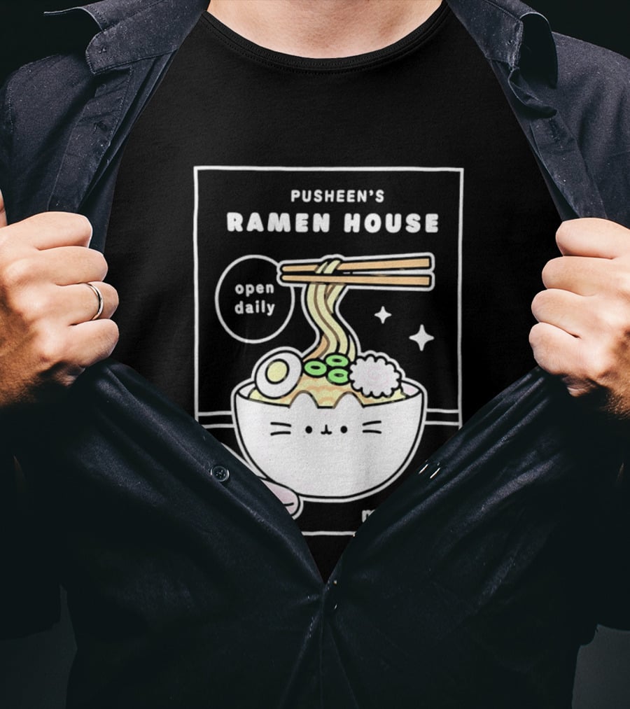Pusheen's Ramen House Open Daily Noodles Kawaii Mmmm T-Shirt