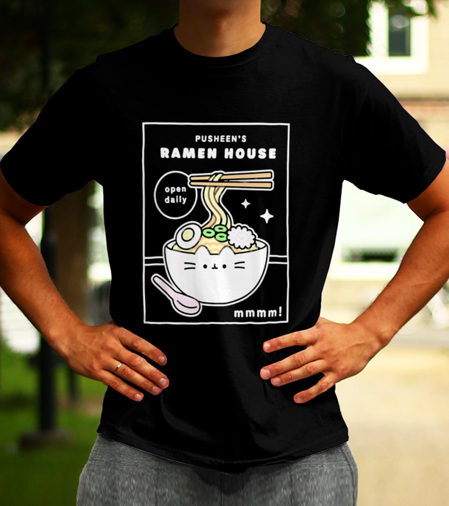 Pusheen's Ramen House Open Daily Noodles Kawaii Mmmm T-Shirt
