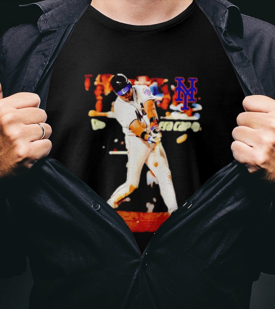 Mike Piazza New York Mets Batting Action MLB Player Swing T-Shirt