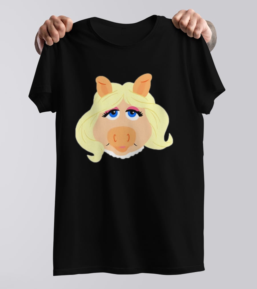 Miss Piggy Iconic Jim Henson's Muppets Character Blonde Hair Blue Eyes T-Shirt