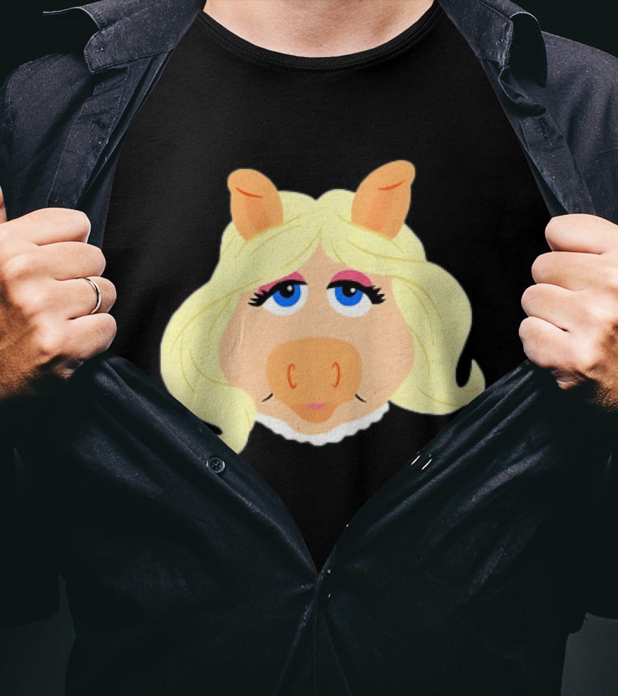 Miss Piggy Iconic Jim Henson's Muppets Character Blonde Hair Blue Eyes T-Shirt